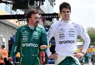 Aston Martin F1 Team's Fernando Alonso and Lance Stroll at Hungaroring. Source: Getty